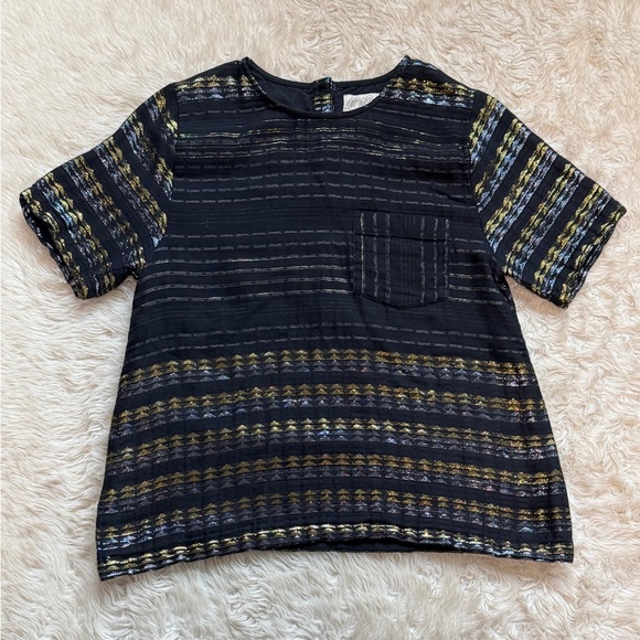 Ace & Jig Tops - Ace & Jig Metallic Stripe Nile Top - Size Medium